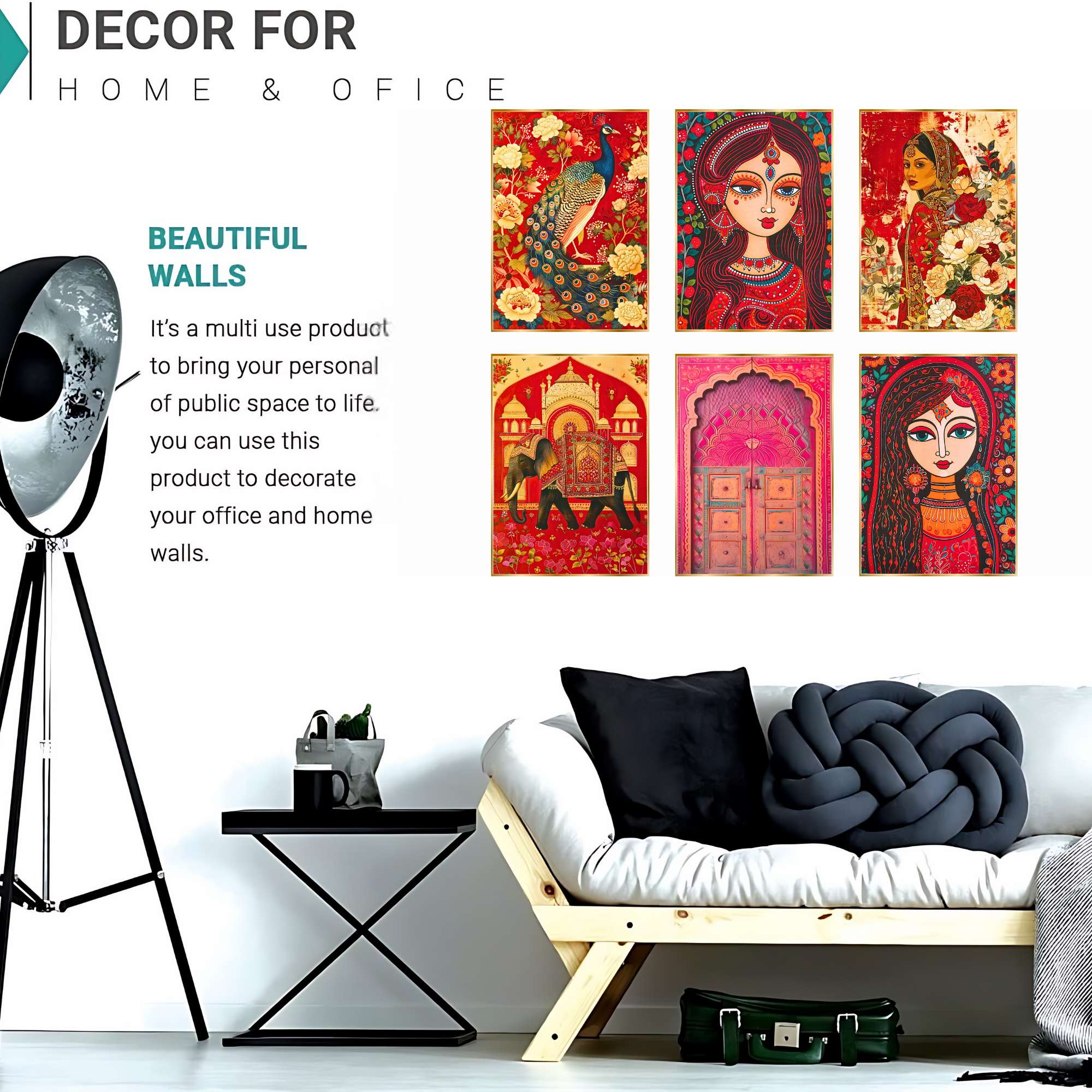 Set of Six Wall Paintings for Wall Dacoration Golden Framed Wall Paintings for Living Room & Bedroom Wall Art for Home Decoration & Office Wall Décor (17x13 inch CH-GD6-5) - Image 3